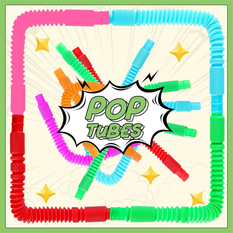 5/10 Pcs Pop Tubes Sensory Fidget Tubes with Autism Classroom Prizes Gifts Fidget Toy lifestyle view