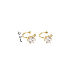 EVISPOL 2Pcs Fashion Gold Plated Claw Cubic Zirconia Clip Earrings For Women Fake Pierci detail view