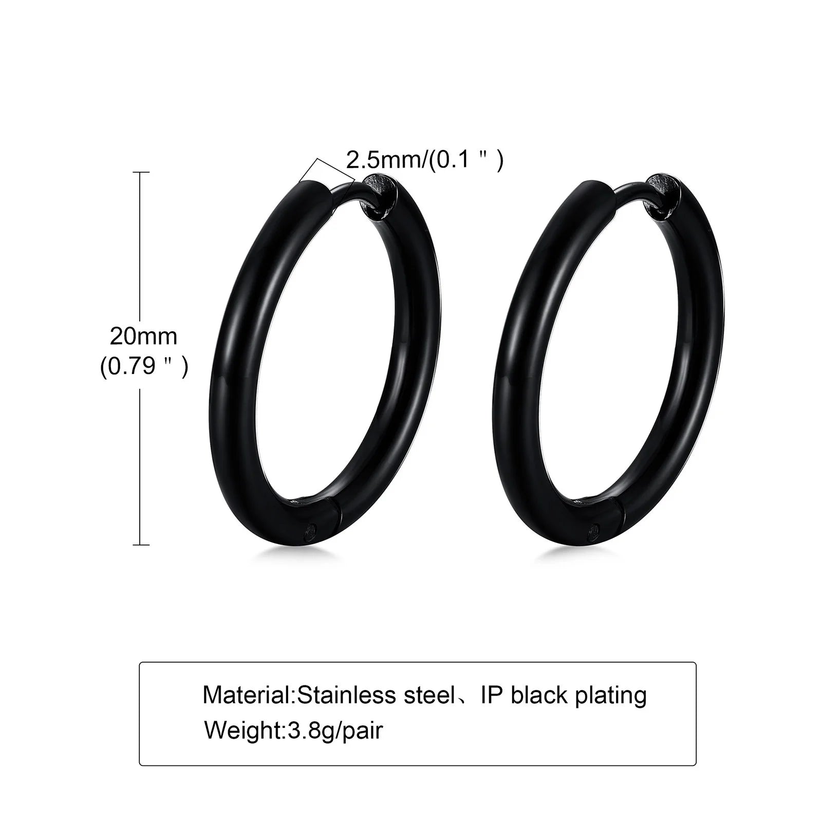 Classic Stainless Steel Hoop Earring for Men Boys | Anti Allergy Metal Huggies Earring close-up view