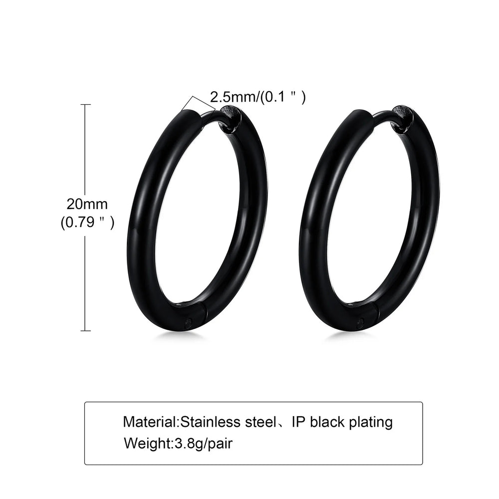 Classic Stainless Steel Hoop Earring for Men Boys | Anti Allergy Metal Huggies Earring close-up view