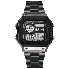 MAYZHISU Classic Men's Digital Watches Luxury Stainless Steel Strap Sport Watches Men Mi detail view