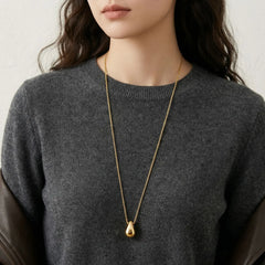 Fashion Waterdrop Pendant Necklace | Stainless Steel Snake Chain Jewelry Gift detail view