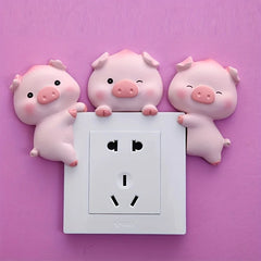 3D Cartoon Pig Light Switch Cover | Sweet Pink Animal Wall Decor close-up view