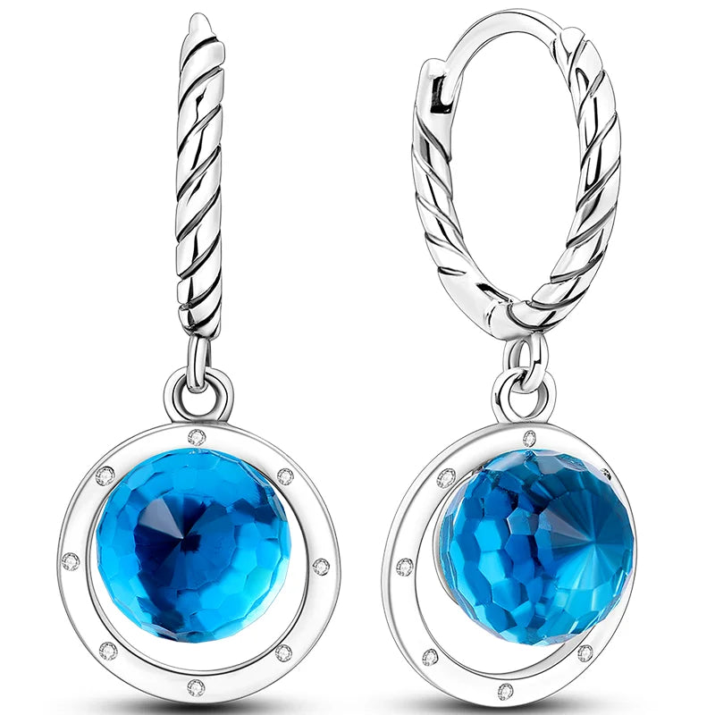 Hot Classic Original 925 Sterling Silver Earrings Colorful Circle Hoop Earrings For W lifestyle view
