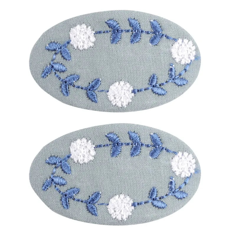 Hand Embroidered Floral BB Hair Clips Soft Fabric Non Slip Hair Barrettes Little Girls Daily Picnic Party Photo Hair Accessories