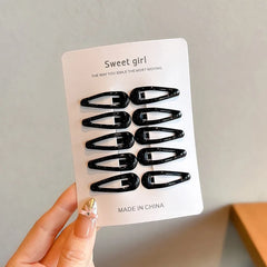 10pcs/set Girls Mini Black Alloy Bobby Pins Water Drop Rectangle Hairpins Children Bab close-up view