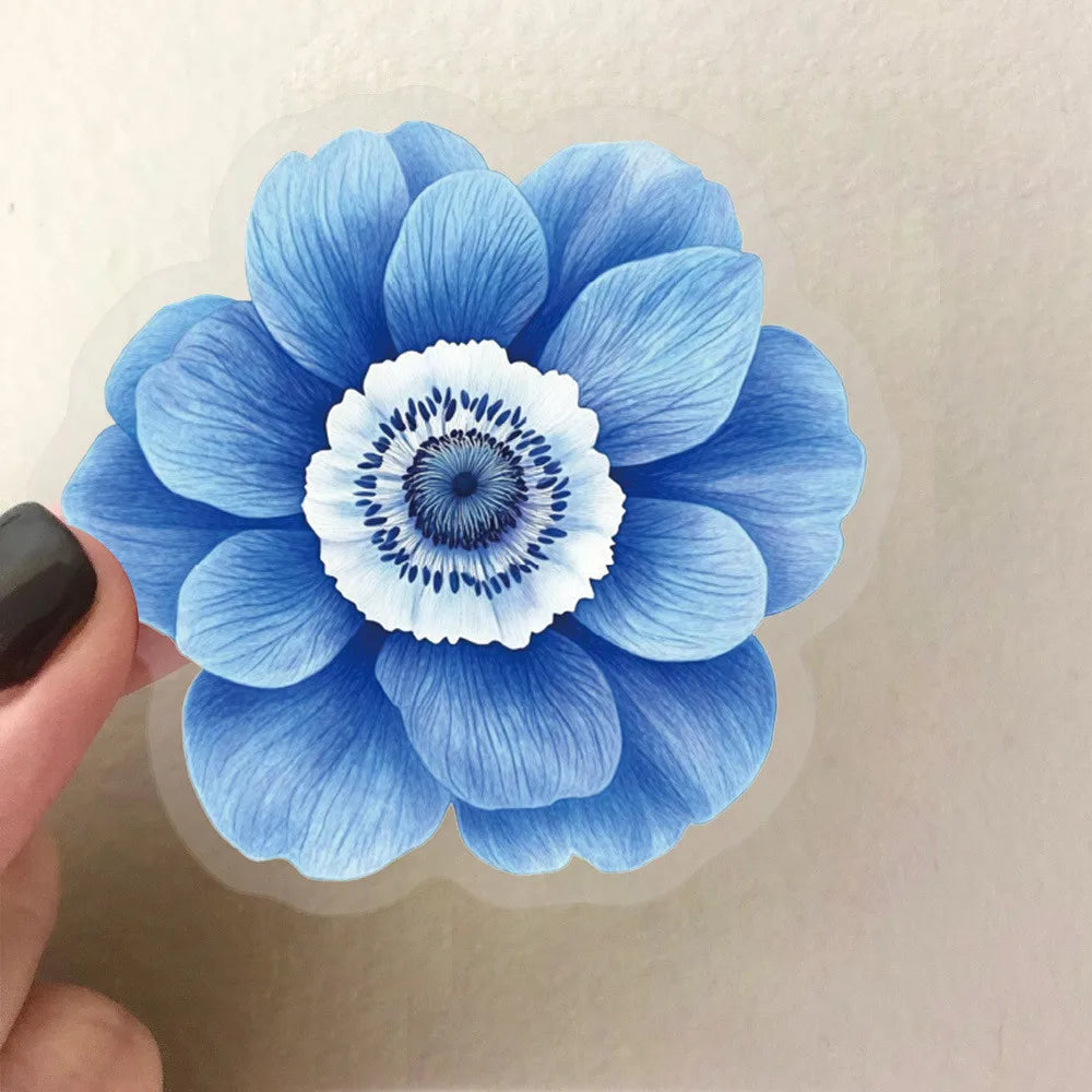 50Pcs Transparent Cartoon Floral Stickers | Waterproof PET Decor for Journals, Guitar lifestyle view