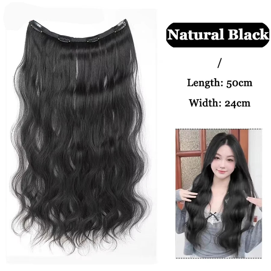 Synthetic Long Straight Clip In Hair Extension | 4 Clips Hidden Hair Piece Wig additional angle
