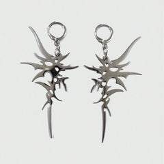 Fashion Trend Silver Color Irregular Spike Hanging Earrings for Men and Women Unique Hip Hop Rock Pa