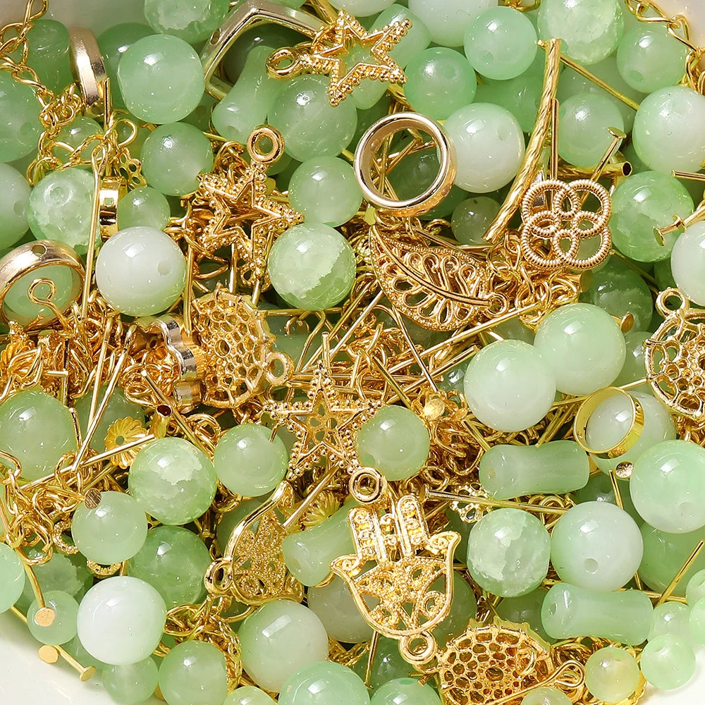 30-50G/Lot Mixed Glass Beads Metal Pendants Spacer Bead Jewelry Accessories for DIY B lifestyle view