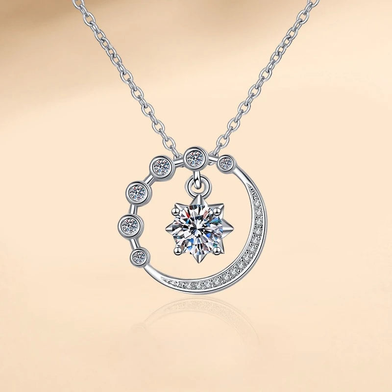 925 Sterling Silver Necklace Pendant Shining Zircon for Women Wedding Jewelry Engagem lifestyle view