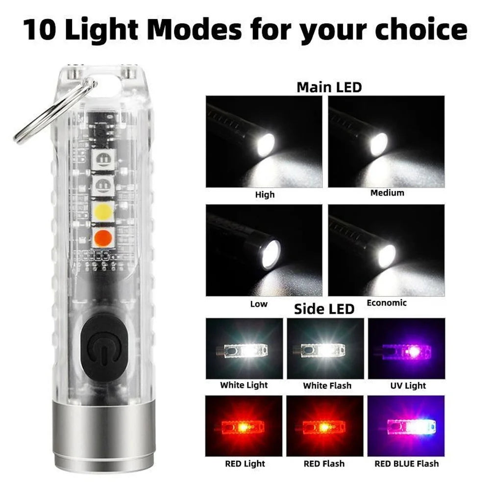 Mini Keychain Flashlight Type-C Fast Charging IP66 Waterproof Torch Lamp With Magnet alternate view