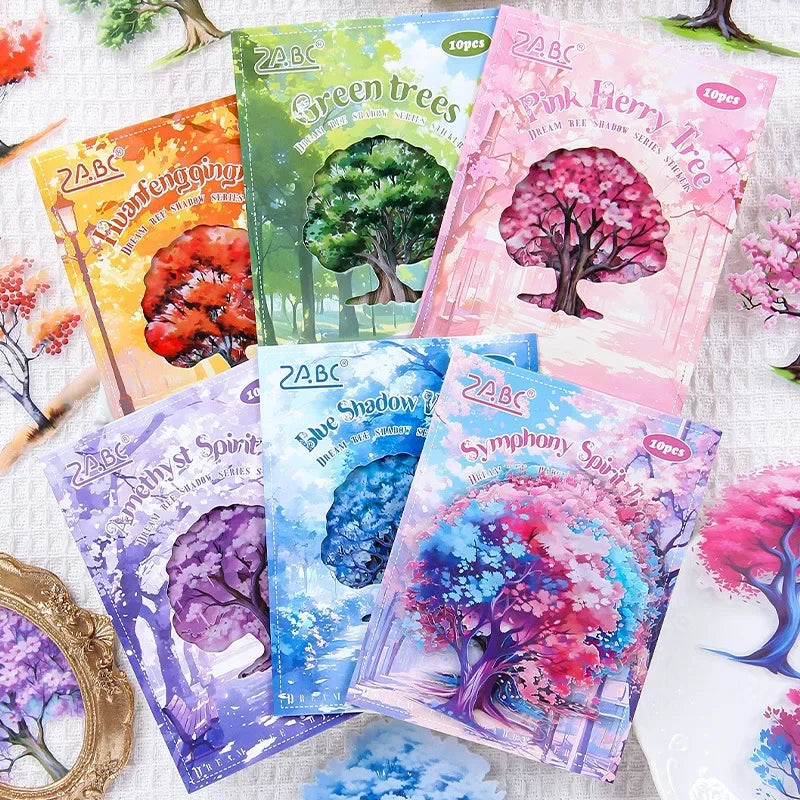 Mr. Paper, Colorful Tree Theme Stickers, Scrapbook Collage, Phone Case, Diary, Photo Frame Decorativ