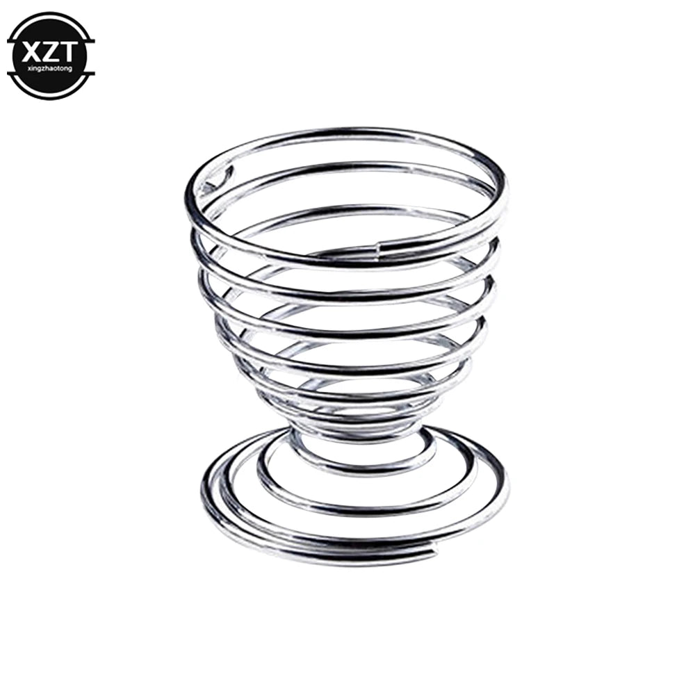 2PCS Spiral Egg Holder for Hard Boiled Eggs | Stainless Steel Egg Cup Kitchen Gadget close-up view