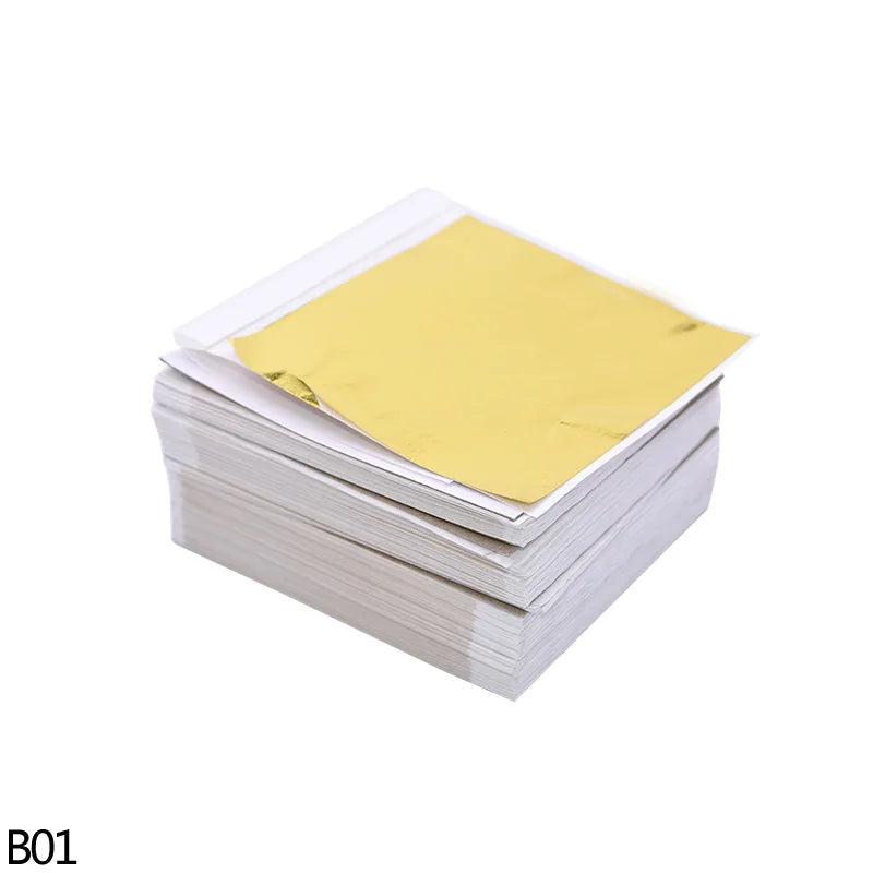 100Pcs Imitation Gold Silver Copper Foil Sheets | Gilding Leaf Flakes for DIY Nail Ar alternate view