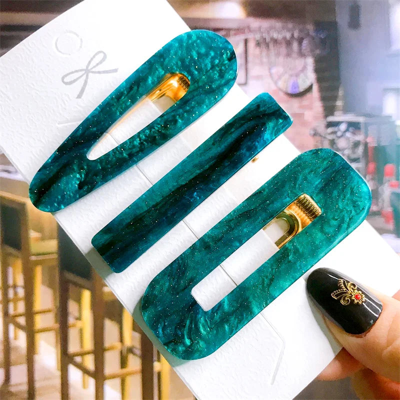 Korean Trendy Colorful Acetate 3pcs/Set Hair Clip Set Hairpin for Women Girls Barrette close-up view