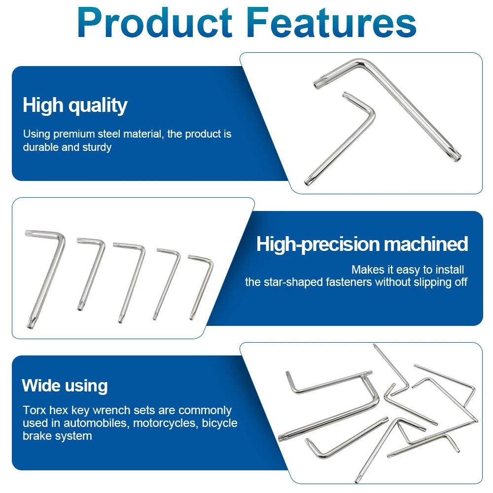Torx Key Wrench Set L-Type Star Wrenches | Nickel Plated Security Tool Set detail view