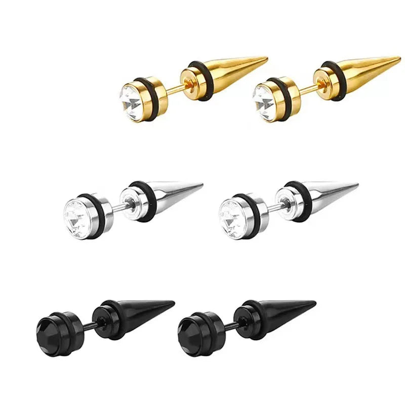 1Pair Surgical Steel Spike Earring Stud Men Spike Screw Back Stud Earrings Gothic Cartilage Tragus H