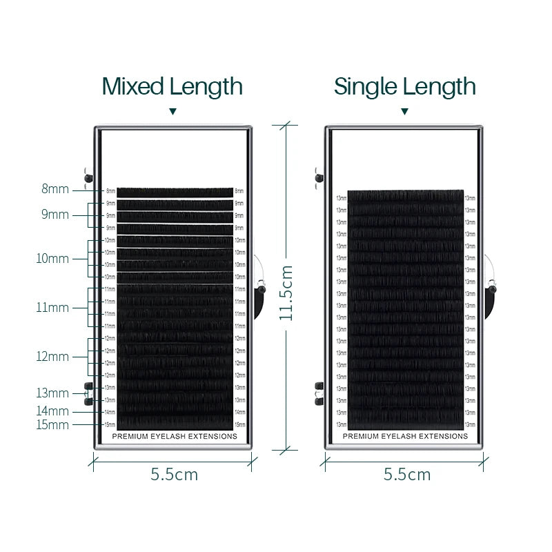 H&L SINCE 1990 20 Rows Premium Silk Eyelash Extensions | Professional Individual Lashe close-up view