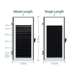 H&L SINCE 1990 20 Rows Premium Silk Eyelash Extensions | Professional Individual Lashe close-up view