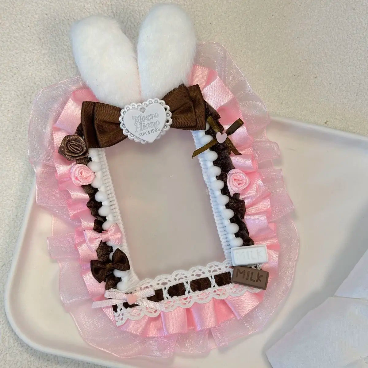 Cute Rabbit Ears Lace Ribbon Badge Holder Itabag Decoration Fill Badge Holder Handmad alternate view