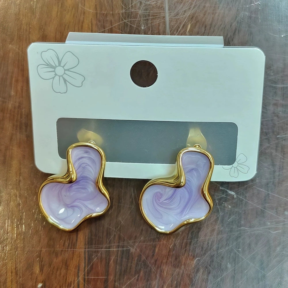 Abstract Alien White Color Cloud Irregular Stud Earring lifestyle view