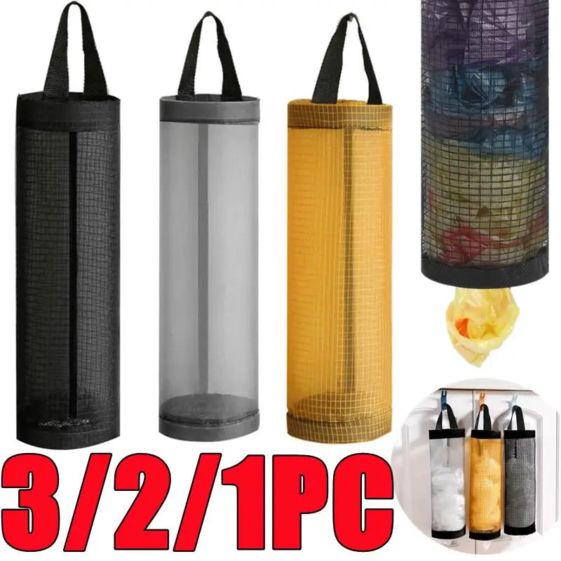 3/2/1PC Home Grocery Bag Holder Wall Mount Plastic Bag Holder Dispenser Hanging Storage Garbage Bag