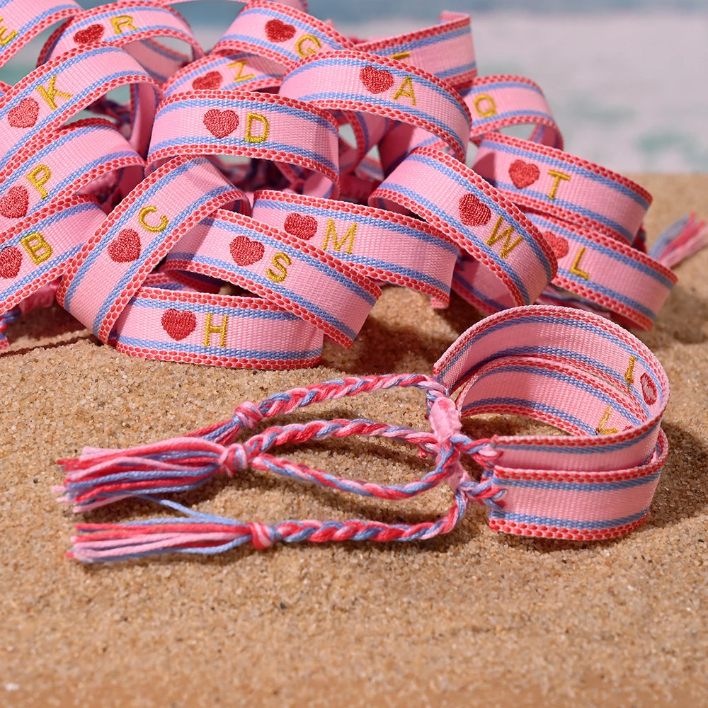Handwoven Initial Letter Bracelet | Personalized Friendship Gift for Women lifestyle view