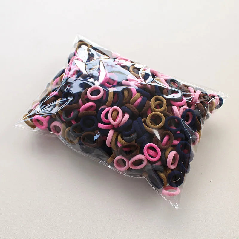 100/300/500Pcs Hair Bands for Children Colorful Nylon Scrunchie Hair Ties Rubber Band close-up view