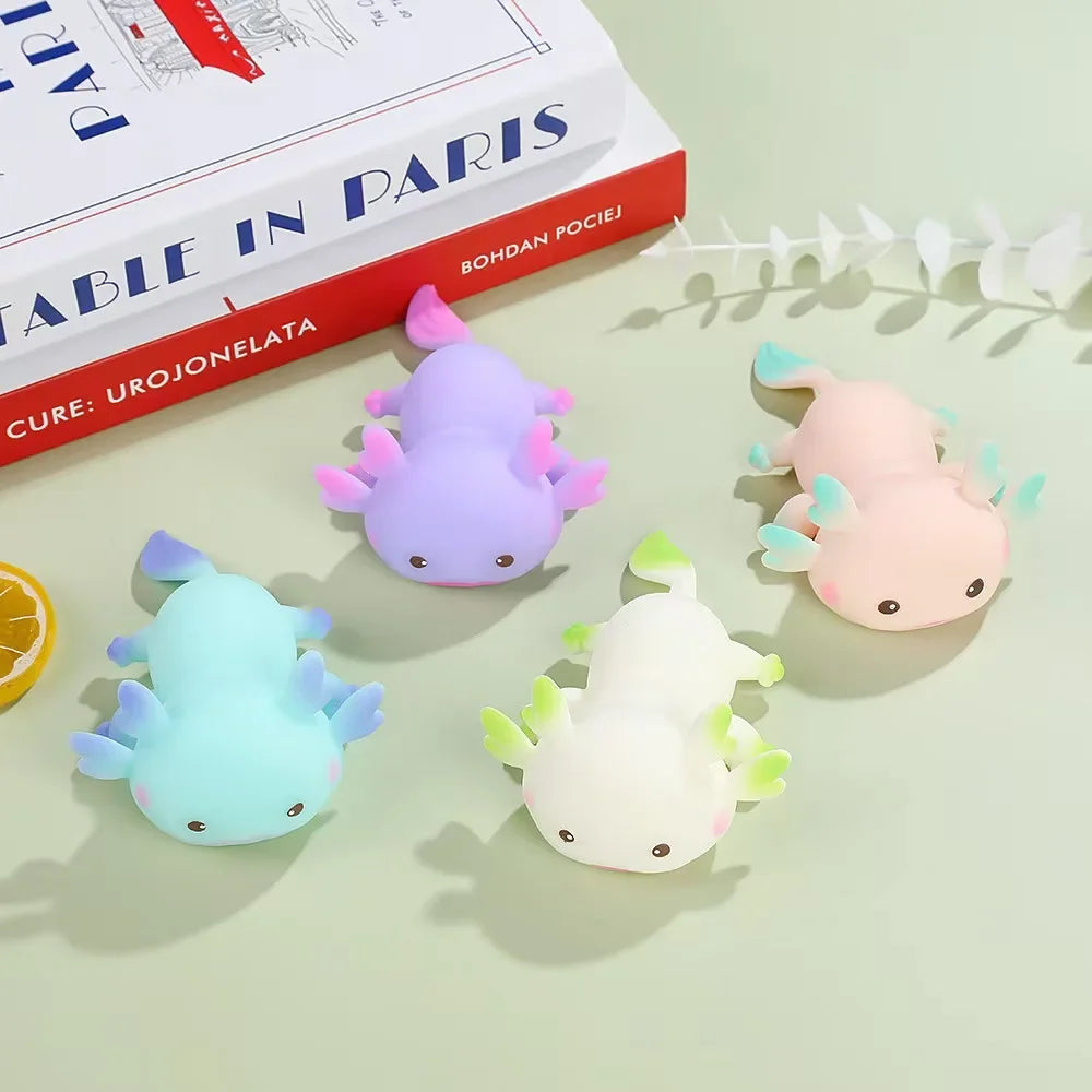Cute Axolotl Squeeze Toys | Cartoon Stress Relief Squishy for Kids and Adults close-up view