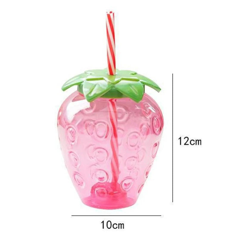 M-500ml Summer Cute Strawberry Straw Water Bottle Milk Coffee Straw Cup for Home Port alternate view