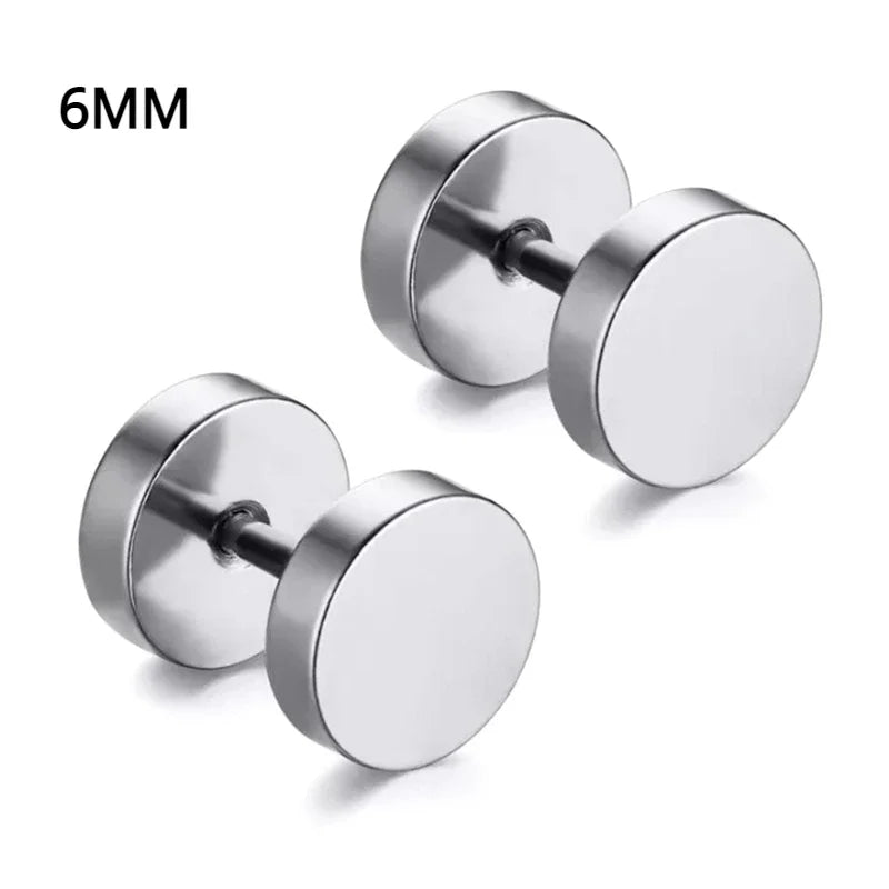 Unisex Punk Black Stainless Steel Hoop Earrings | Gothic Fake Earring Set lifestyle view