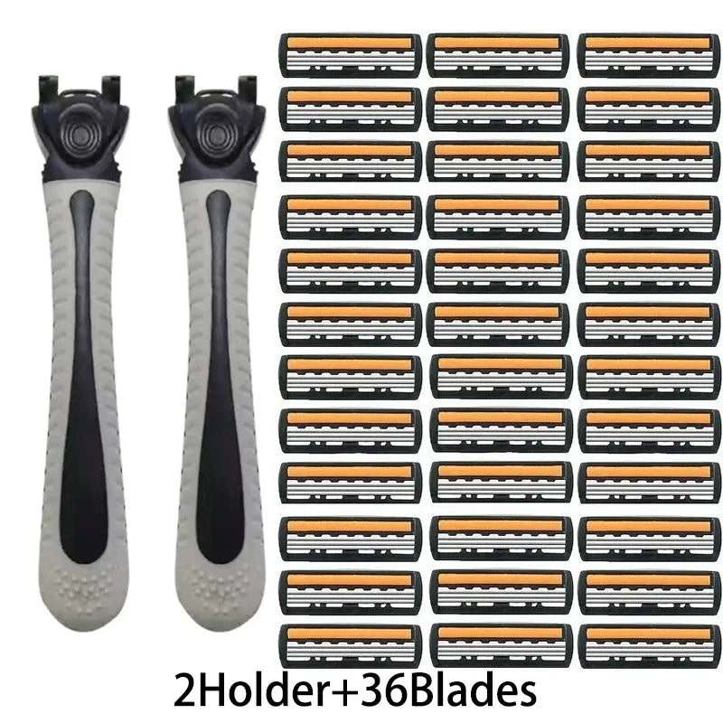 Men's Manual Shaver with 3-Layer Stainless Steel Razor Blades, Compact Shaver with Scratch Resistance, Precision Shaving