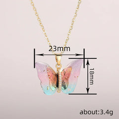 Huitan Aesthetic Butterfly Pendant Necklace for Women Silver Color/Gold Color Inlaid Shi detail view