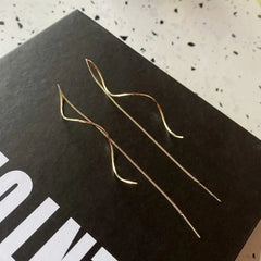 Spiral Drop Earrings for Women | Korean Fashion Wave Line Jewelry alternate view