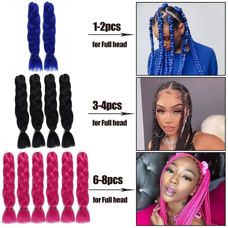 Synthetic Jumbo Braids Hair 24Inch Braiding Hair Extensions Ombre Fake Hair For Croch lifestyle view