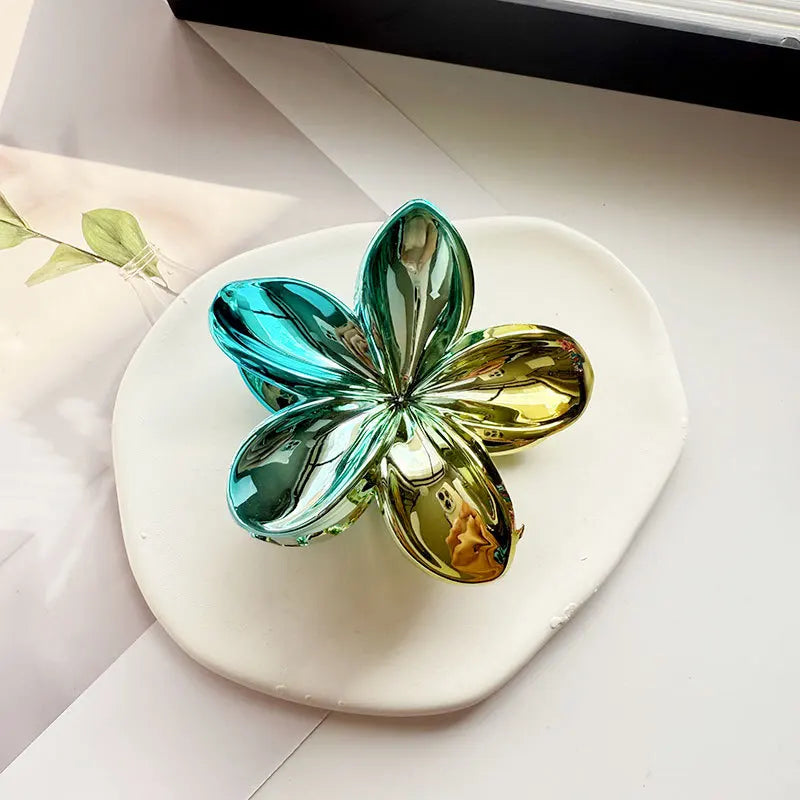 1/6/12pcs Sweet Gradient Colorful Flower Acrylic Hair Claw Clip Women Hairpin Summe additional angle