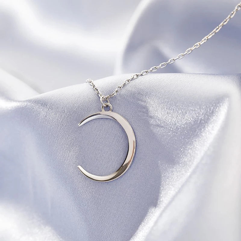 Stainless Steel Necklace New Fashion Moon Chain Pendant Simplicity Necklaces For Wo additional angle