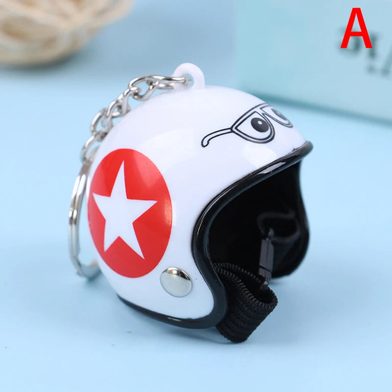 Mini Motorcycle Helmet Keychain | Cute Metal Key Ring for Women and Men detail view