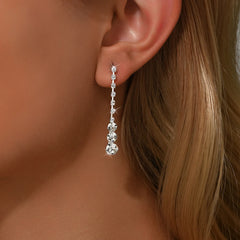 Sparkling Rhinestone Earrings Bridal Dress Evening Party detail view