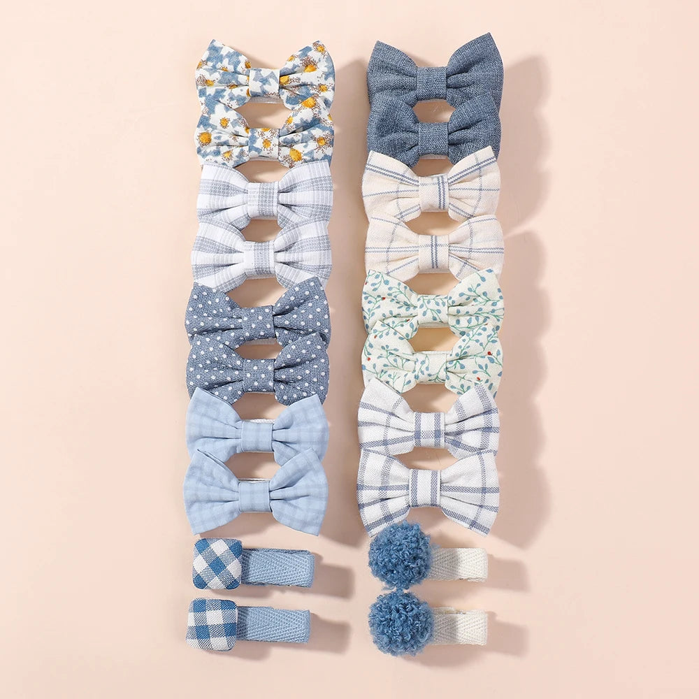 20pcs/set Lovely Kids Bows Hair Clips for Girls Barrette Boutique Full Coverage Fabri lifestyle view