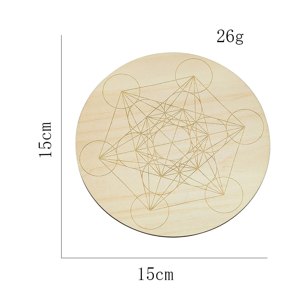 15cm Crystal Lattice Ouija Board | Laser Engraved Metatron Sacred Geometric Wooden additional angle