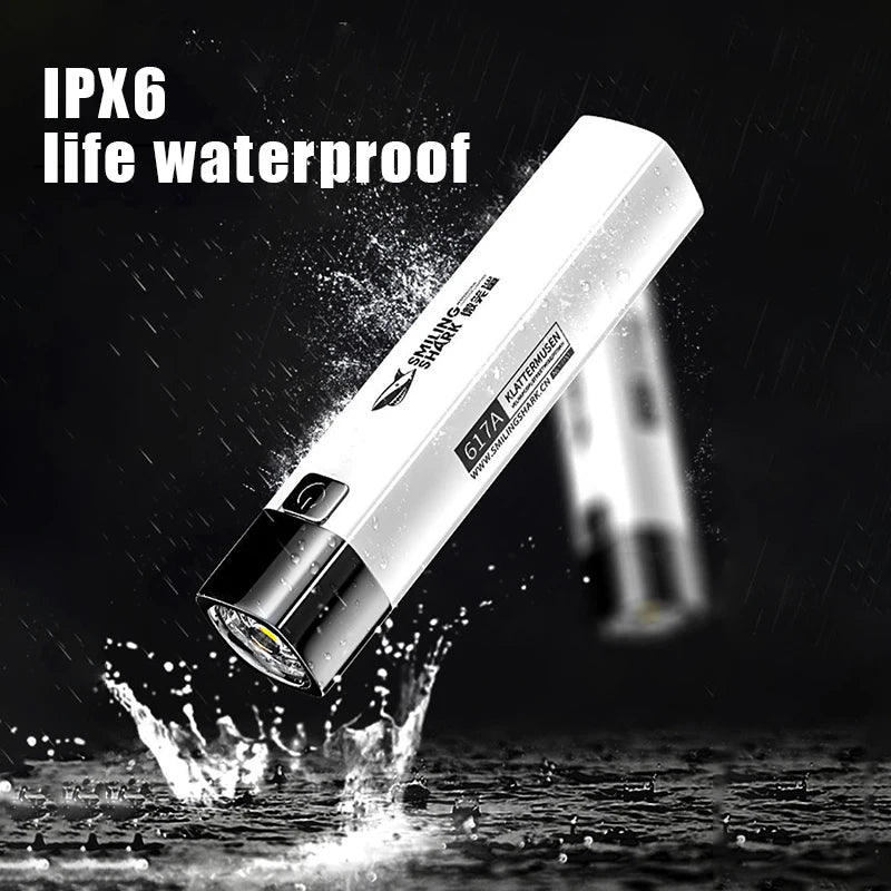 USB Rechargeable Mini LED Flashlight 2 in 1 Power Bank | 450 Lumen Super Bright Torch close-up view
