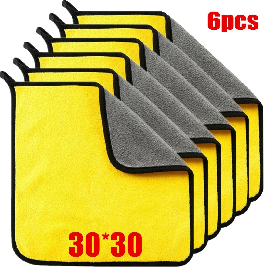 1/2/6pcs Microfiber Cleaning Towel Thicken Soft Drying Cloth Car Body Washing Towel additional angle