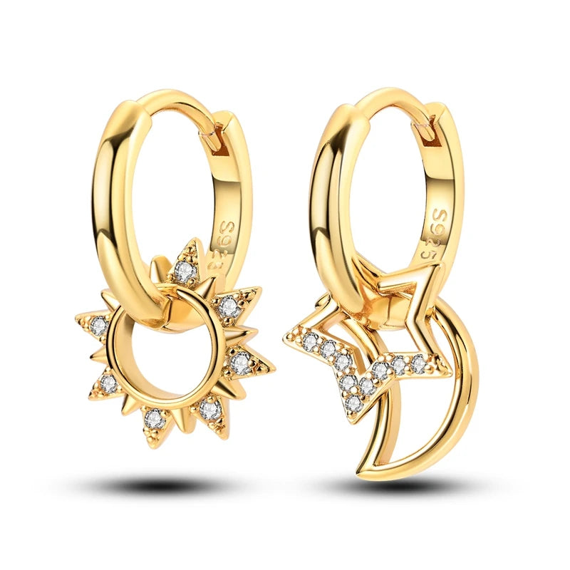 Hot Sale 925 Sterling Silver Heart Earrings Fit Original Charms Hoop Earrings For Wome close-up view