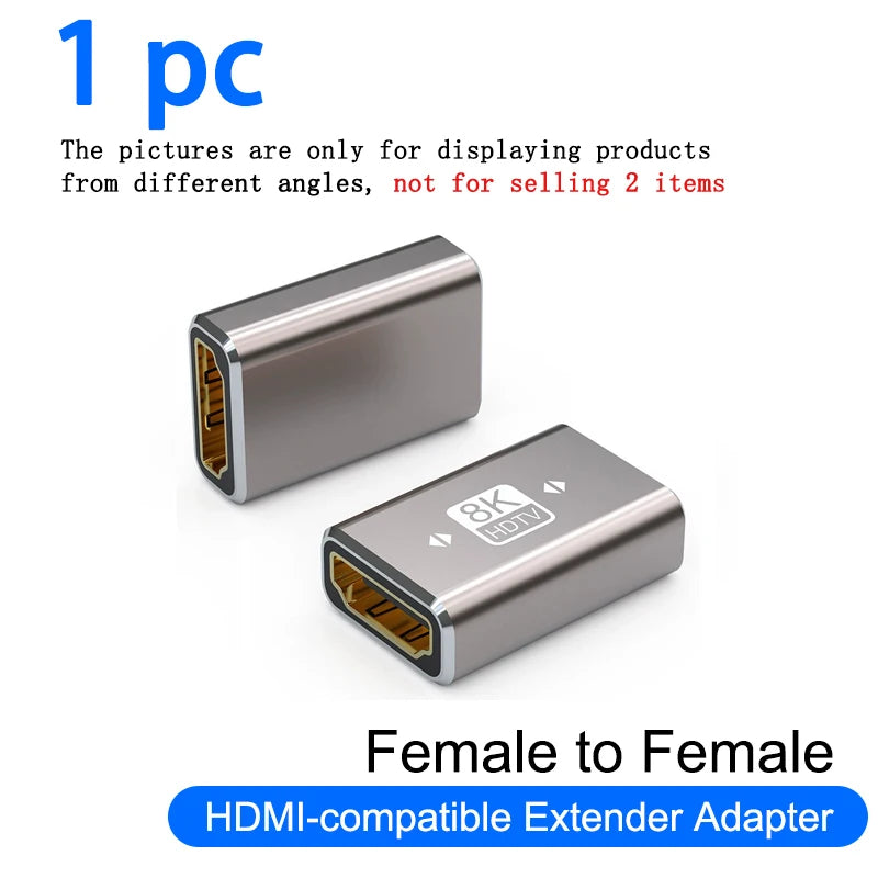 8K HDMI 2.1 Right Angle Adapter | 90 Degree Male to Female Connector for TV and Console detail view