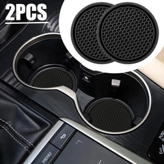 Car Cup Holder Coasters Non-Slip Rhinestone Rubber Pad 2 Pcs detail view