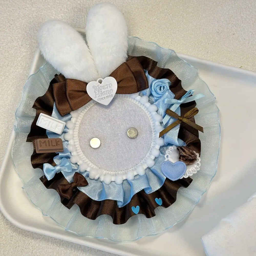 Cute Rabbit Ears Lace Ribbon Badge Holder Itabag Decoration Fill Badge Holder Handmad lifestyle view