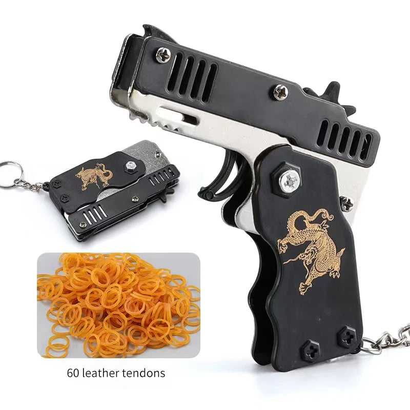Folding Rubber Band Toy Gun | Elastic Pistol for Kids Outdoor Play alternate view