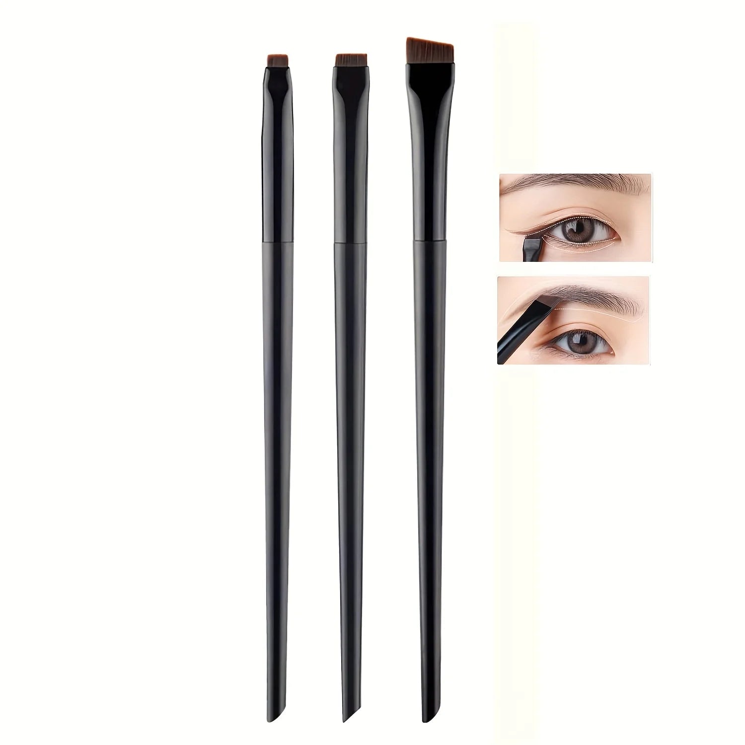 3pcs Makeup Brush Set, Blade Eyeliner Brush Fine Oblique Head Eyebrow Brush Outline additional angle